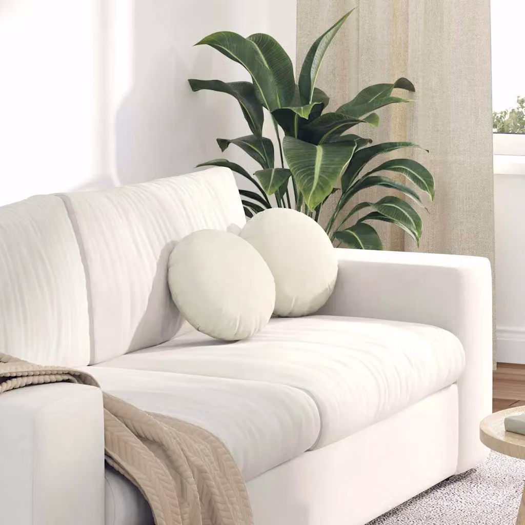 Set di 2 cuscini per seduta rotondi vidaXL in velluto beige, Ø 30 x 13 cm