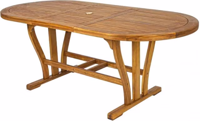 Tavolo Allungabile Ovale Double 150/200x90x74 h cm in Legno di Acacia Marrone