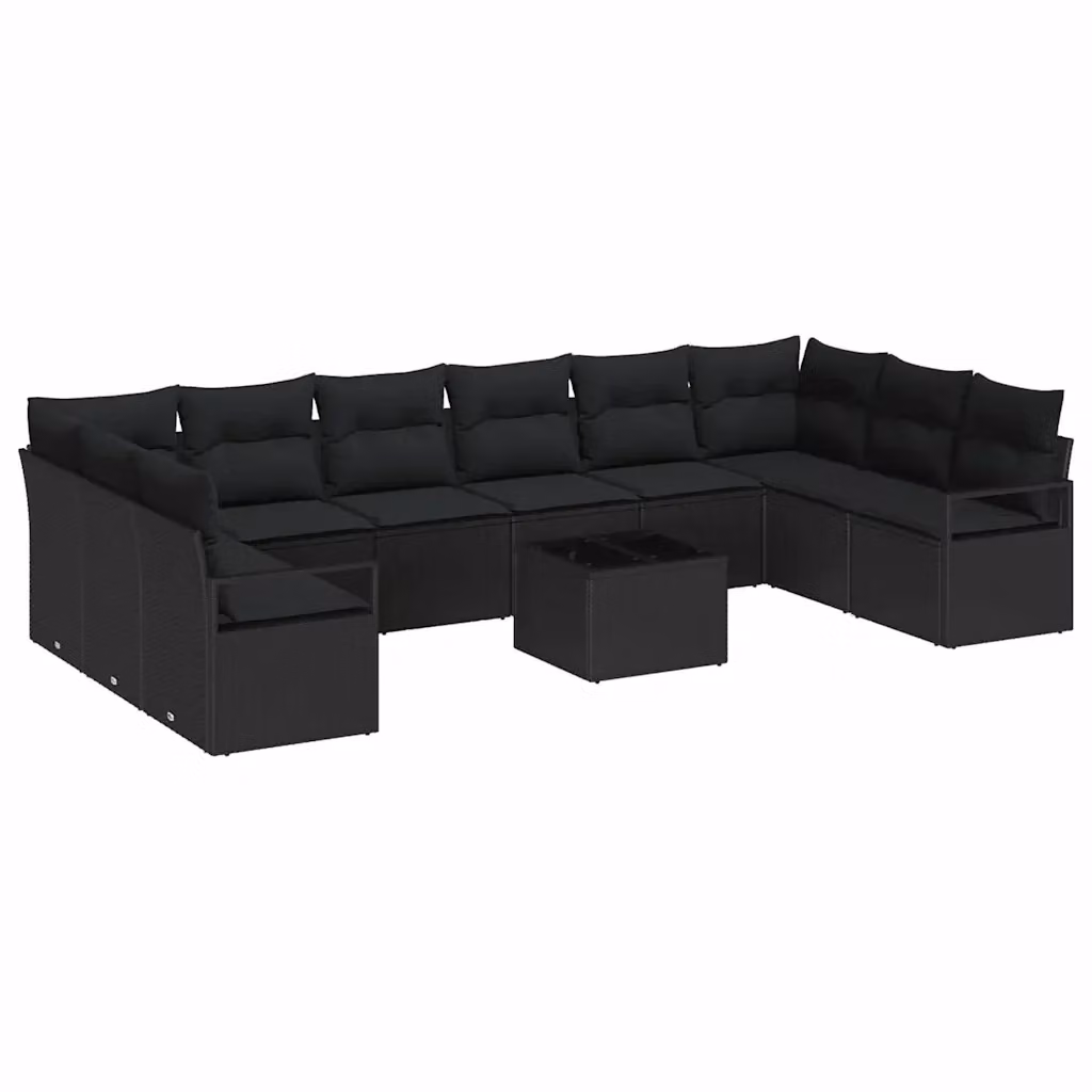 Set di 11 divani da giardino vidaXL in polyrattan nero con struttura in metallo – 2