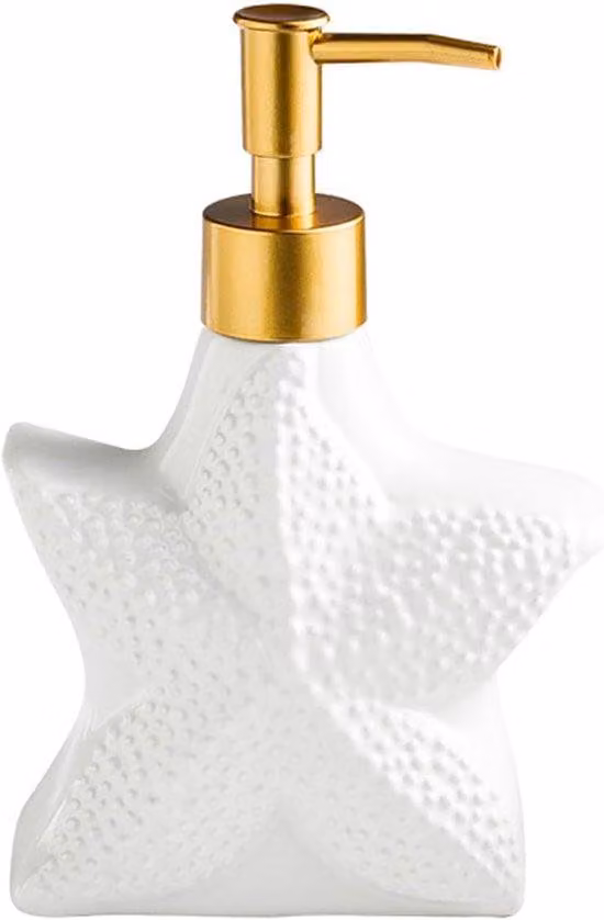 Distributore di sapone per le mani in Vetroceramica con pompa, a forma di conchiglia, ideale per il bagno e la cucina, per lozione, con design estivo, adatto per il soggiorno e come regalo. Colore: bianco