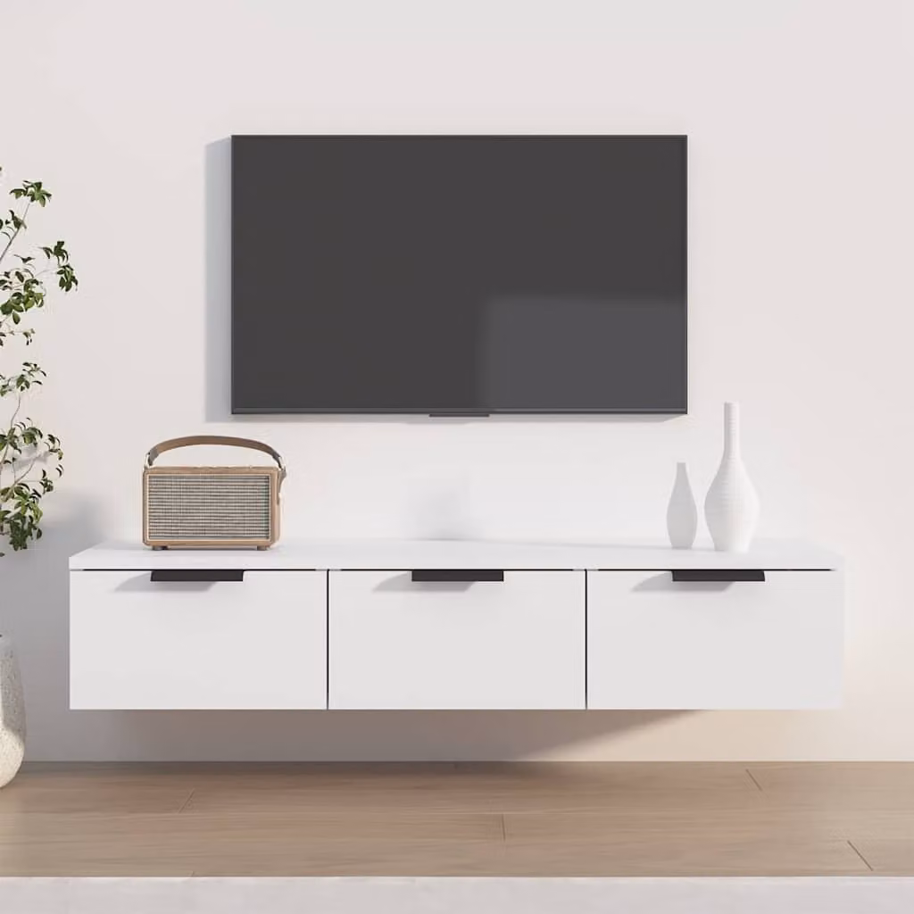 Armadietto a muro moderno vidaXL in legno bianco opaco L: 102 cm, P: 30 cm, H: 20 cm
