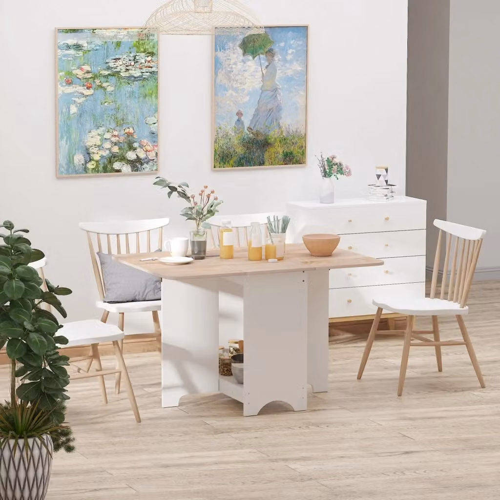 Tavolino da salotto pieghevole Minimal in legno bianco – 2
