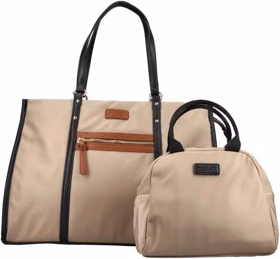 Borsa da spalla in tessuto per donna beige modello H1542