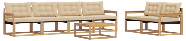 Set di divani da esterno 7 pcs Bianco e Beige 79 x 79 x 37 cm