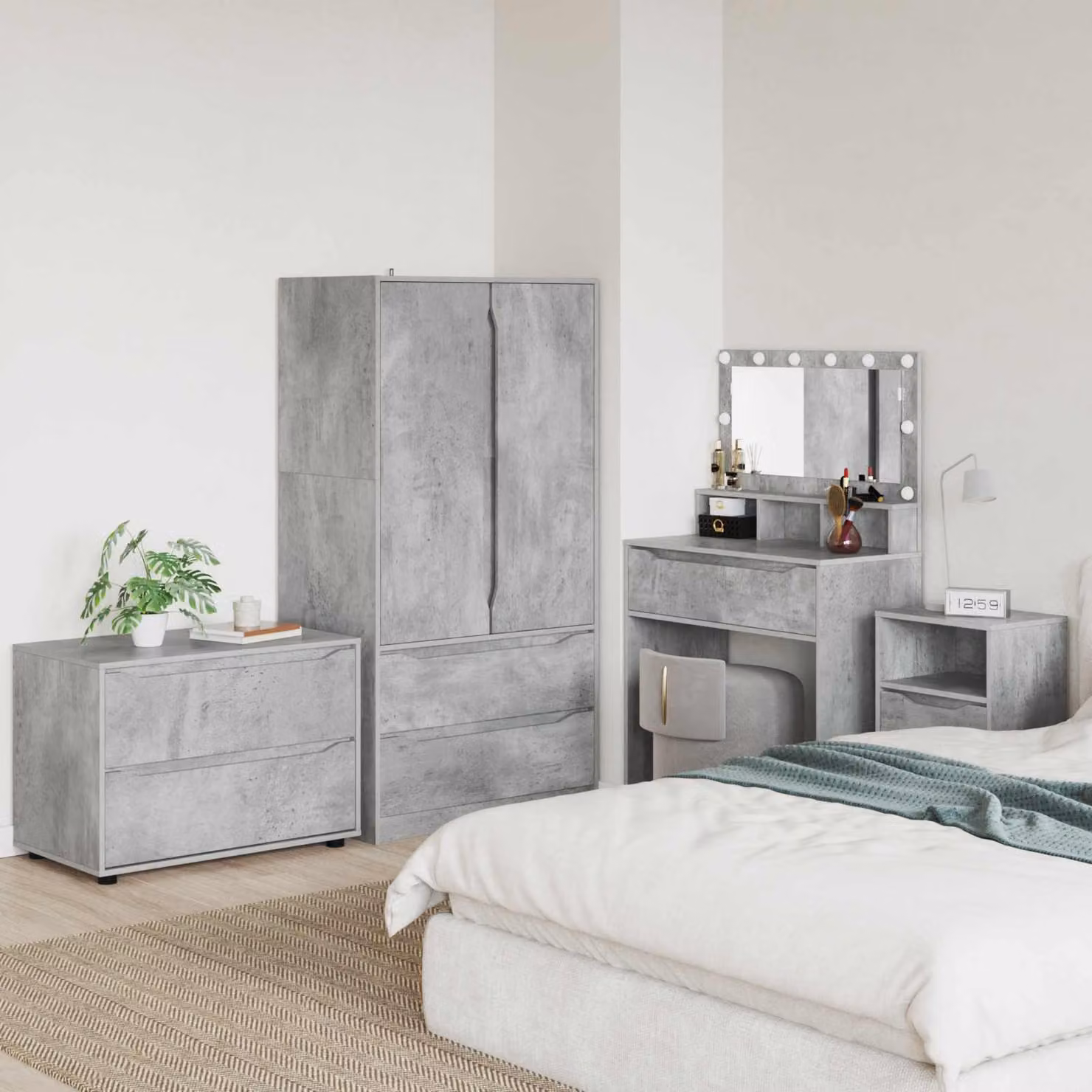 Armadio moderno vidaXL in legno ingegnerizzato grigio cemento L 80 cm, P 48 cm, H 57 cm