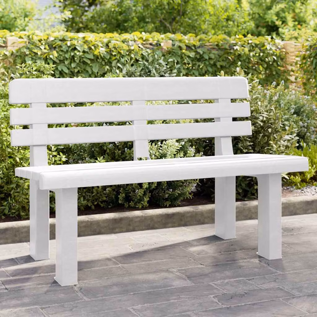 vidaXL Panchina da Giardino Moderna Bianca in Polipropilene L: 110 cm, P: 52 cm, H: 71 cm