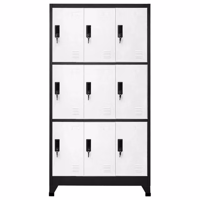 Armadietto moderno vidaXL in metallo con serratura, antracite e bianco, L 90 cm x P 45 cm x H 180 cm