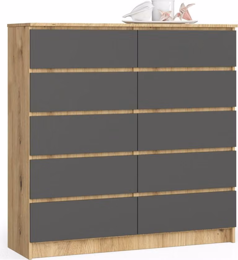 Comò alto SAVRILA - rovere artisan / grigio