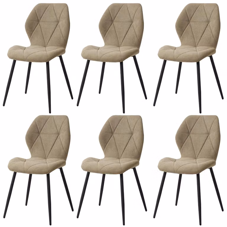 Set di 6 sedie da pranzo - Sedie da cucina - Imbottite, rivestimento in tessuto, gambe in metallo, design moderno, senza braccioli, montaggio richiesto - Verde