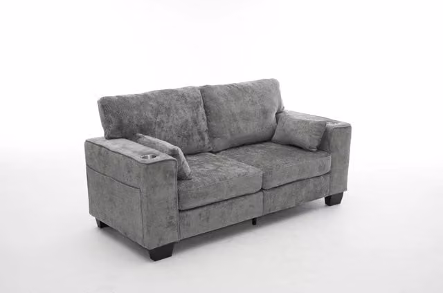 Divano due posti moderno in tessuto chenille 182 cm con seduta extra profonda e struttura in legno