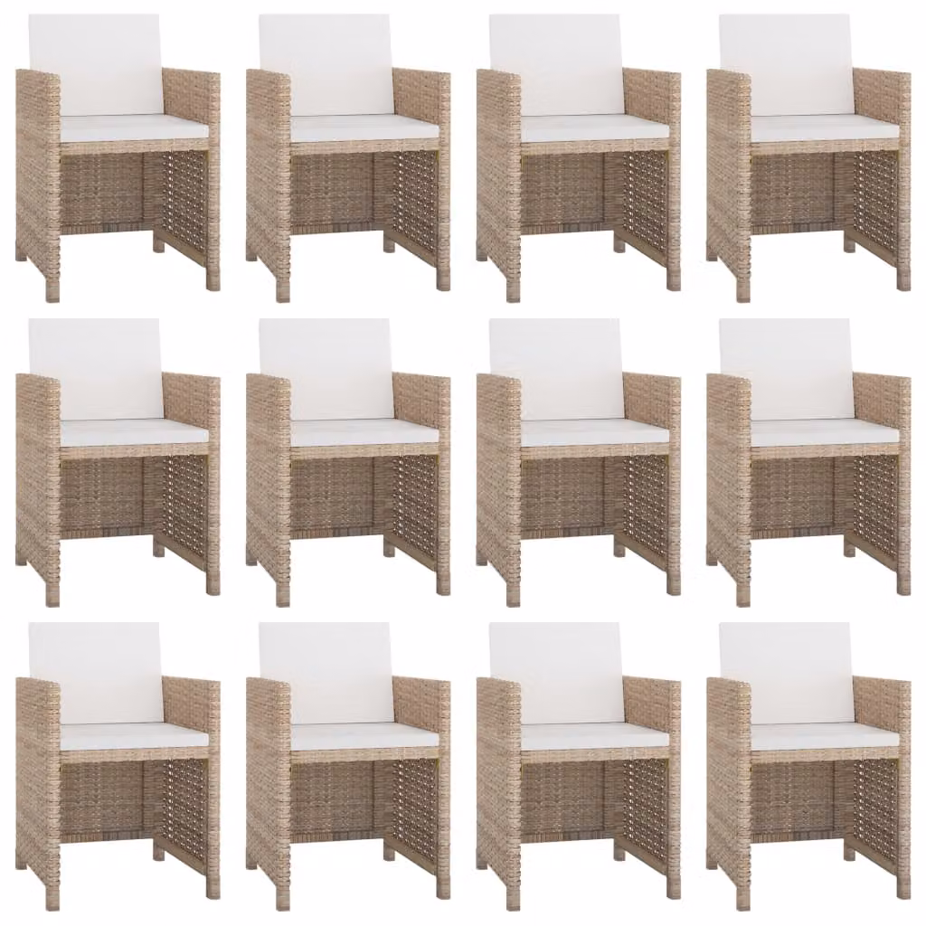 vidaXL set da pranzo da giardino 13 pezzi con cuscini in poly rattan beige
