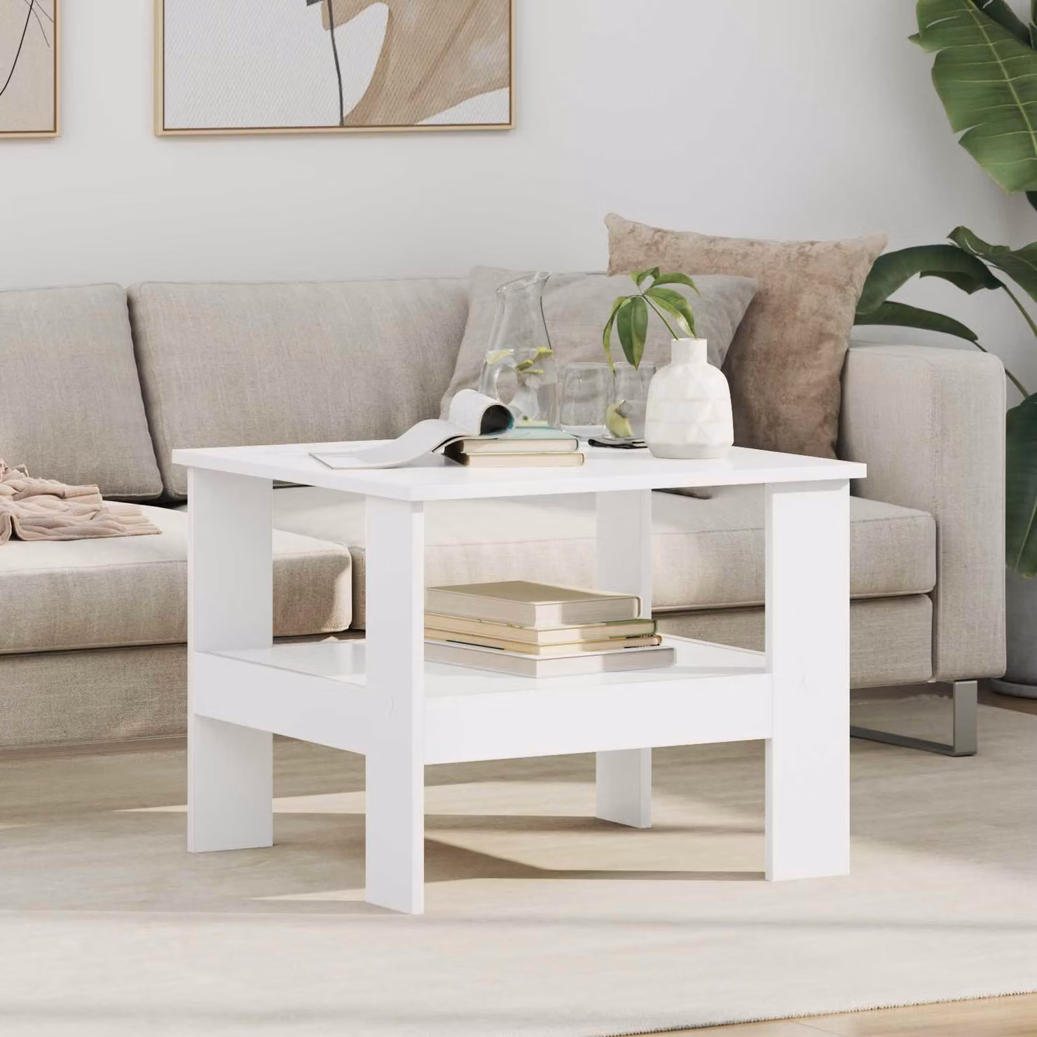 Maison Exclusive - Tavolino bianco 57 x 55 x 45 cm Materiale ligneo