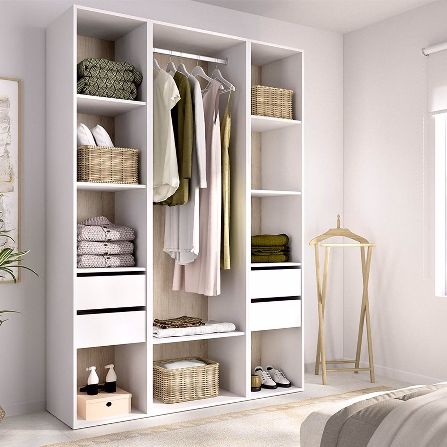 Bellwood - Guardaroba Grande, 45x205h cm Bianco, 7 Ripiani