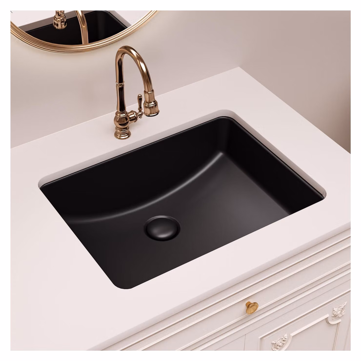 Lavabo da appoggio rettangolare, 18x14 pollici, in Vetroceramica nera opaca