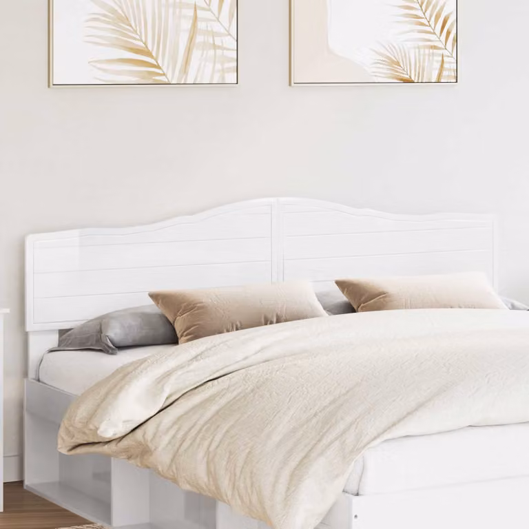 Testiera per letto vidaXL in legno ingegnerizzato bianco lucido L: 203 cm, H: 90 cm, P: 3 cm