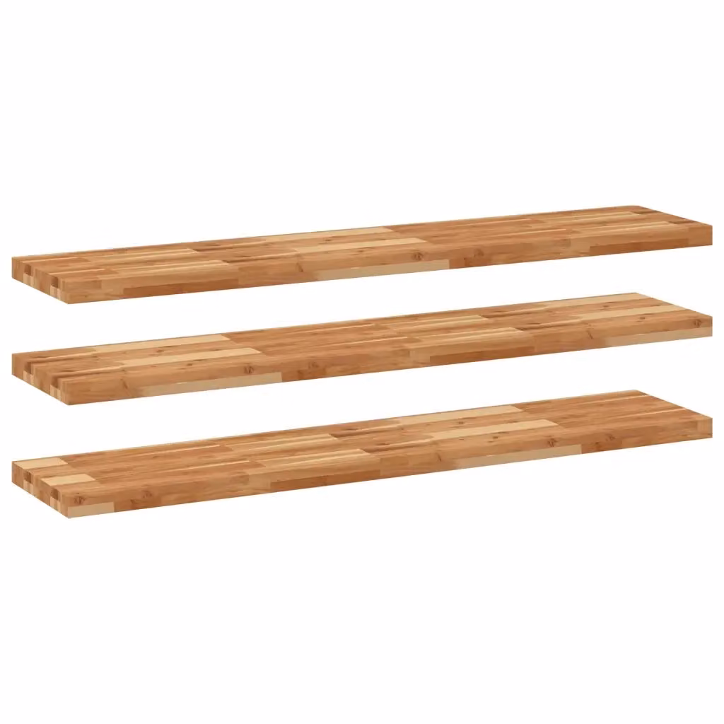 Set di 3 mensole da parete VIDAXL in legno di acacia marrone con finitura a olio, L: 160 cm, P: 30 cm, H: 4 cm