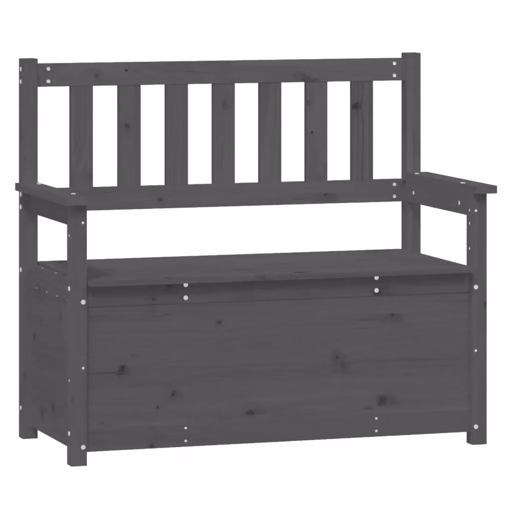 Panca con Scarpiera e Braccioli vidaXL in Legno di Pino Grigio L: 112,5 cm, P: 51,5 cm, H: 96,5 cm – 2