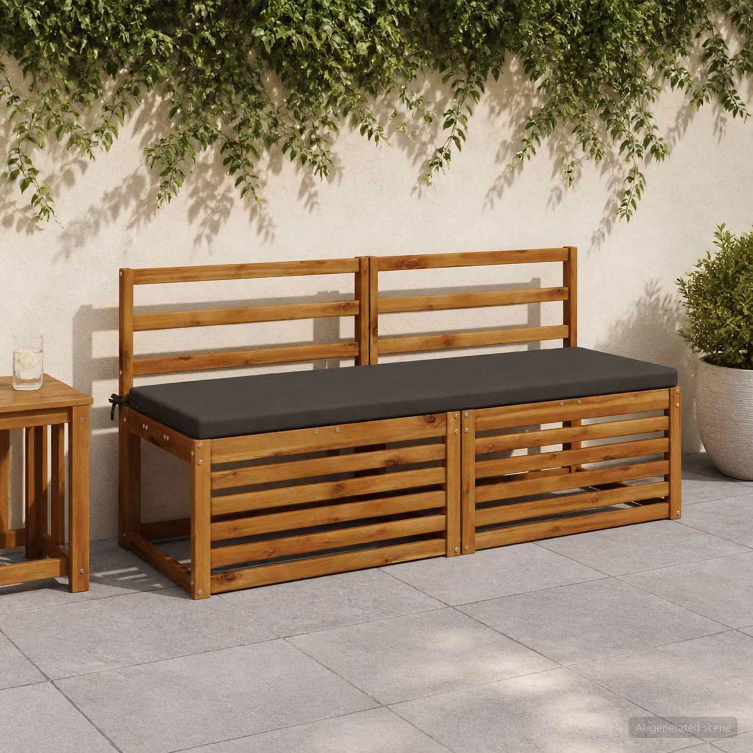 Set di 2 cuscini per panchina vidaXL SOEST in poliestere, colore grigio antracite, L 140 x P 50 x H 5 cm