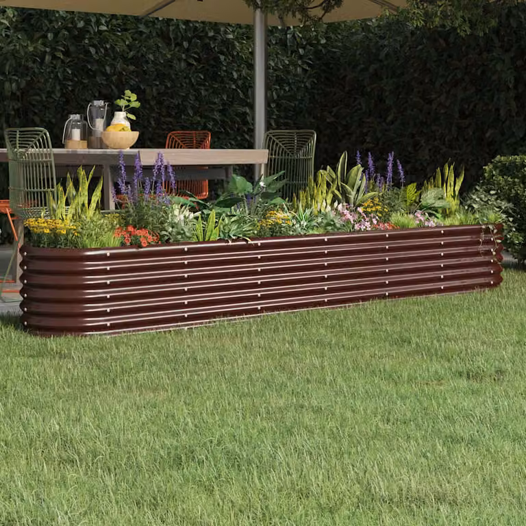Letto rialzato da giardino vidaXL in acciaio zincato marrone L: 260 cm, P: 40 cm, H: 36 cm