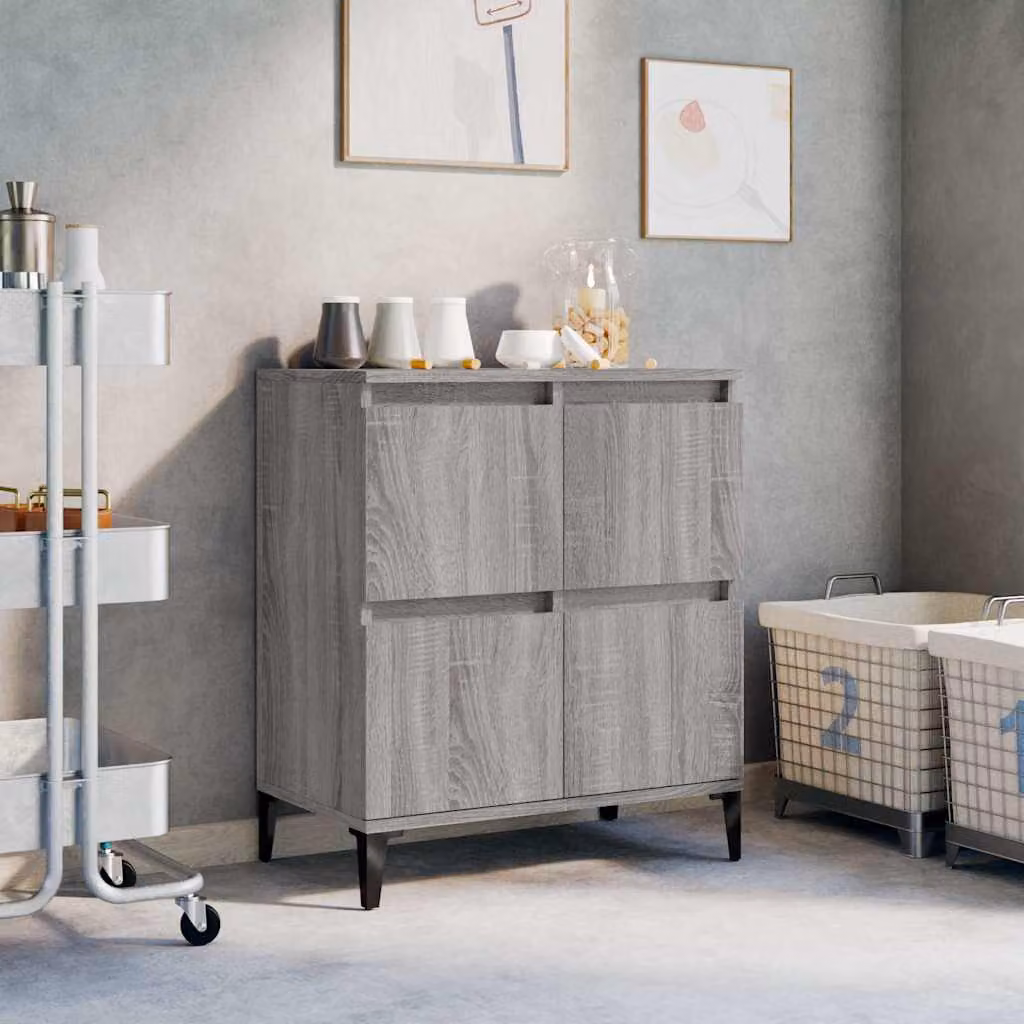 Credenza vidaXL in Legno Multistrato Grigio per Sala da Pranza L: 60 cm, P: 35 cm, H: 70 cm