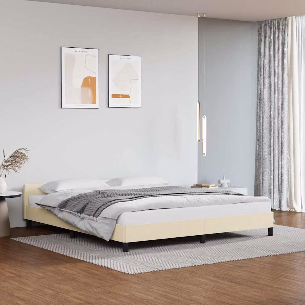 vidaXL Giroletto imbottito con testiera beige L/P/H: 160 x 200 x 140 cm