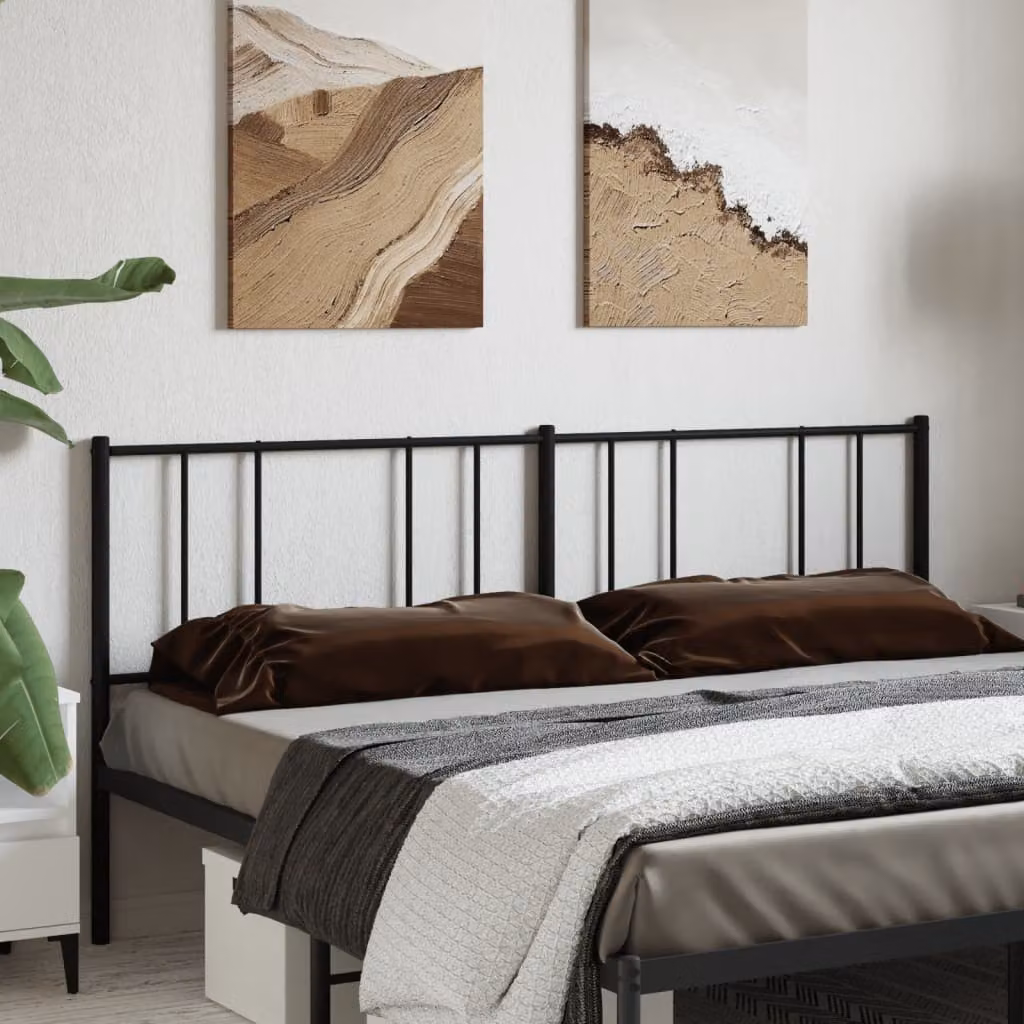 Testiera di ricambio vidaXL in metallo nero laccato per camera da letto, L: 200 cm