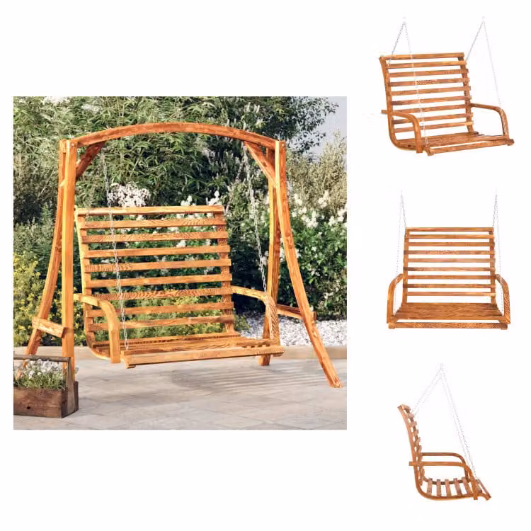 vidaXL Panca per altalena in legno massiccio con finitura in teak 126x63x92 cm - Altalene Hollywood
