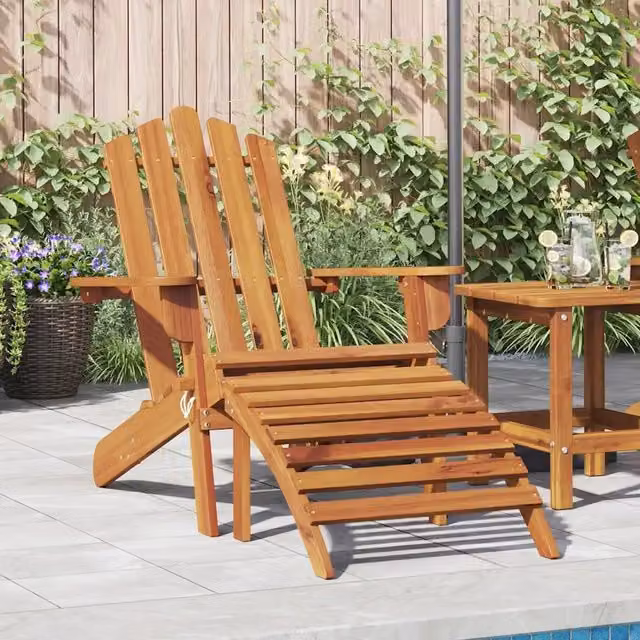 Sedia da Giardino Adirondack con Poggiapiedi vidaXL in Legno di Acacia Marrone – 1
