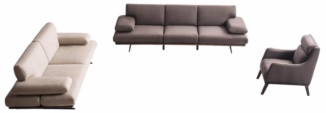 Elegante Grau-Beige Couchgarnitur 2x Polstersofas Designer Sessel