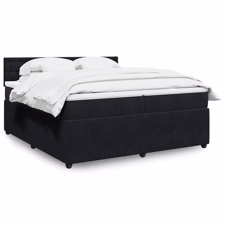 vidaXL Giroletto a Molle con Materasso in Velluto Nero 200x200 cm