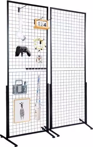 Set di 2 Pannelli a Griglia Metallica VEVOR Neri per Esposizione e Organizzazione, Capacità Max 27 kg, L 84 cm x H 57,8 cm x P 1,6 cm
