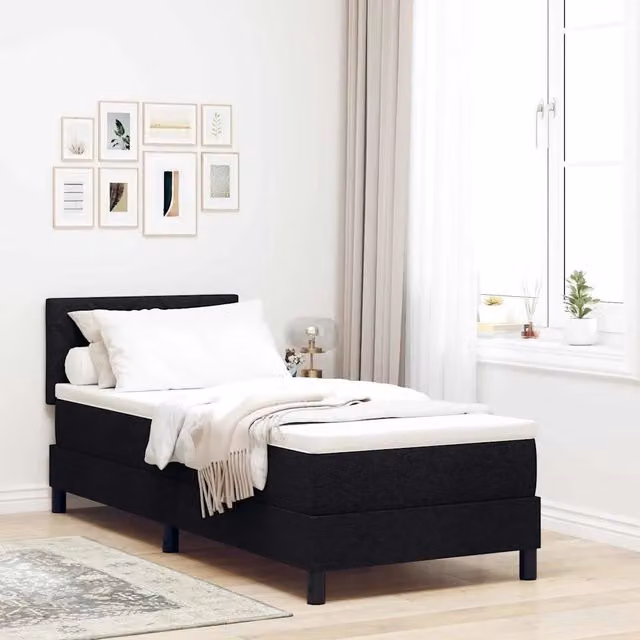 Letto a molle con materasso con led Nero 80 x 200 cm Tessuto