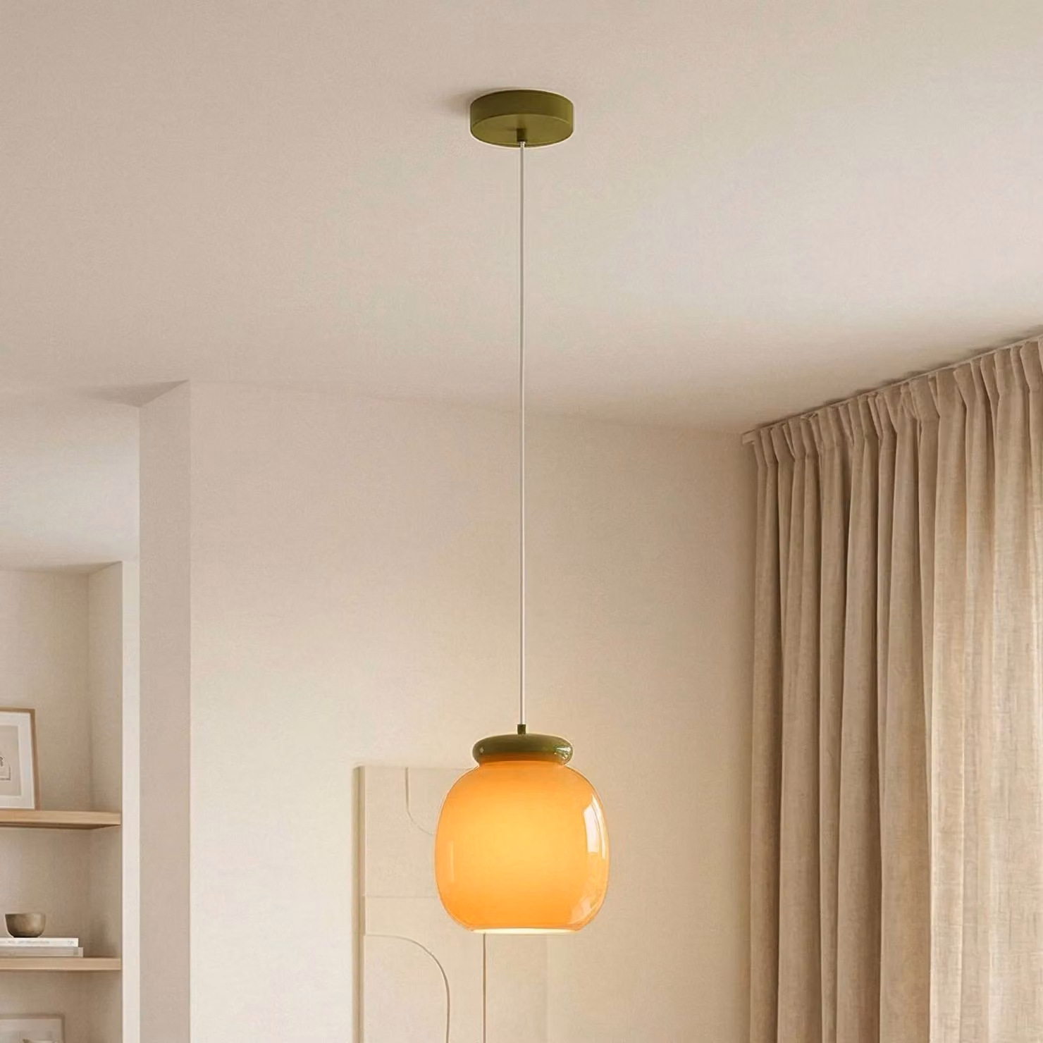 EGLO Lampada a sospensione Berardelli, dimmerabile, Giallo / Arancione, Soggiorno / Sala da pranzo, Vetro, Moderno, Lampada a sospensione
