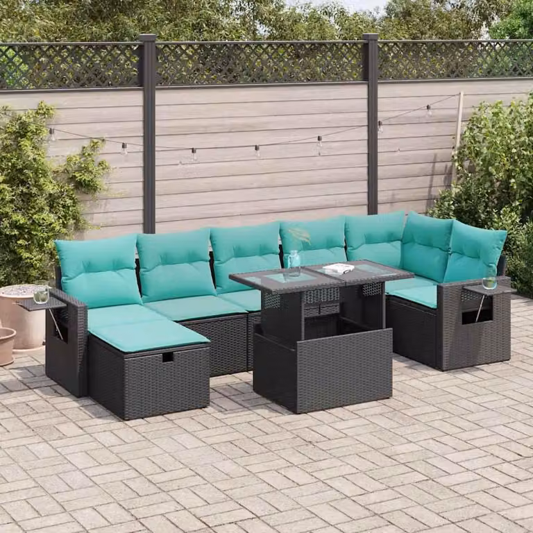 Maison Exclusive - Set da giardino 8 pezzi con cuscini Grigio Polyrattan Acacia