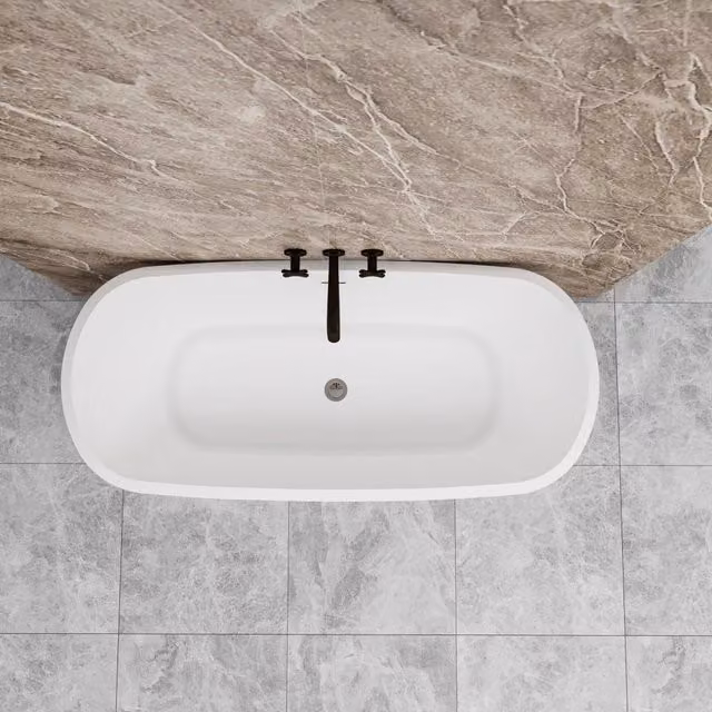 Vasca da Bagno a Isola 160x73x60 cm Vasca da Bagno Freestanding in Acrilico Nero Ovale