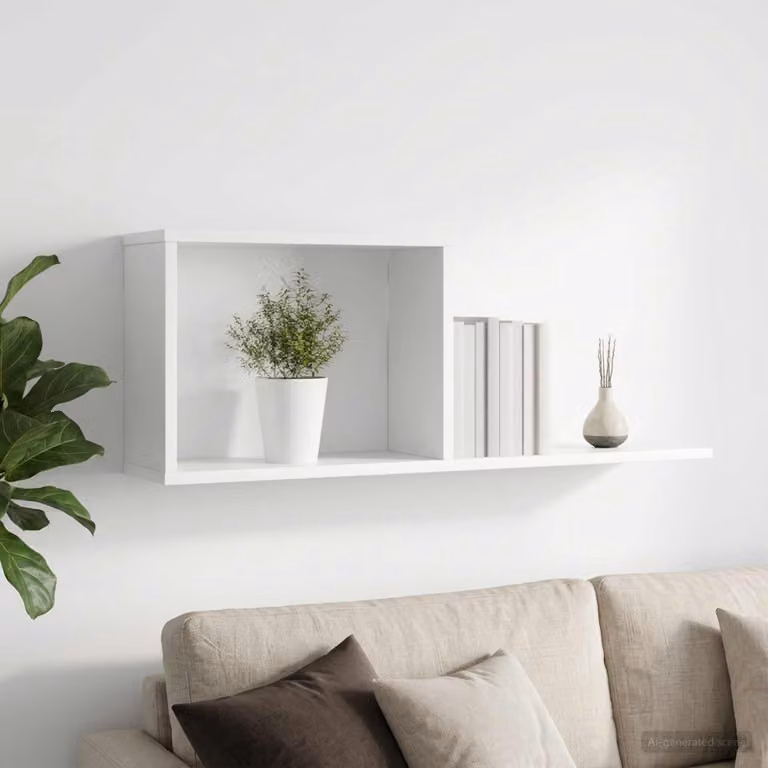 Scaffali flottanti vidaXL in legno MDF bianco moderno L: 80 cm, P: 15 cm, H: 30 cm