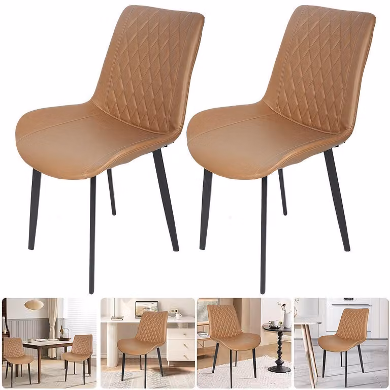 Set di 4 sedie da pranzo - Poltrone imbottite con gambe in metallo