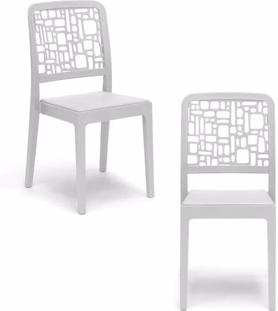 Set di 2 sedie MEDEA Redokasa in polipropilene impilabili e resistenti ai raggi UV, colore Bianco opaco