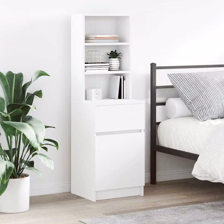 Comodino sospeso vidaXL in legno e MDF, Bianco, L 39 cm x P 35 cm x H 125 cm