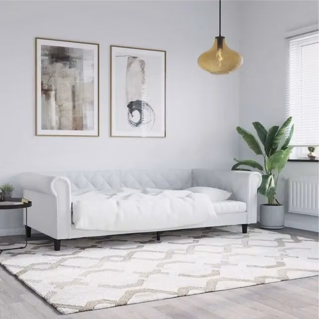 Letto da giorno moderno vidaXL in similpelle bianco per camera da letto o soggiorno