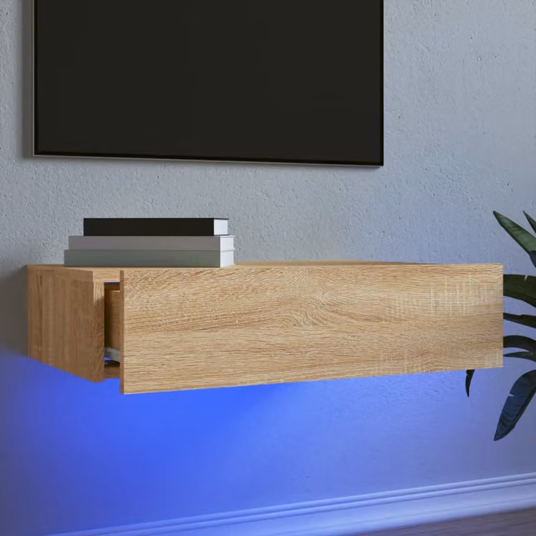 vidaXL Mobile Porta TV con Luci LED in Rovere Sonoma Marrone L: 60 cm, P: 35 cm, H: 15,5 cm