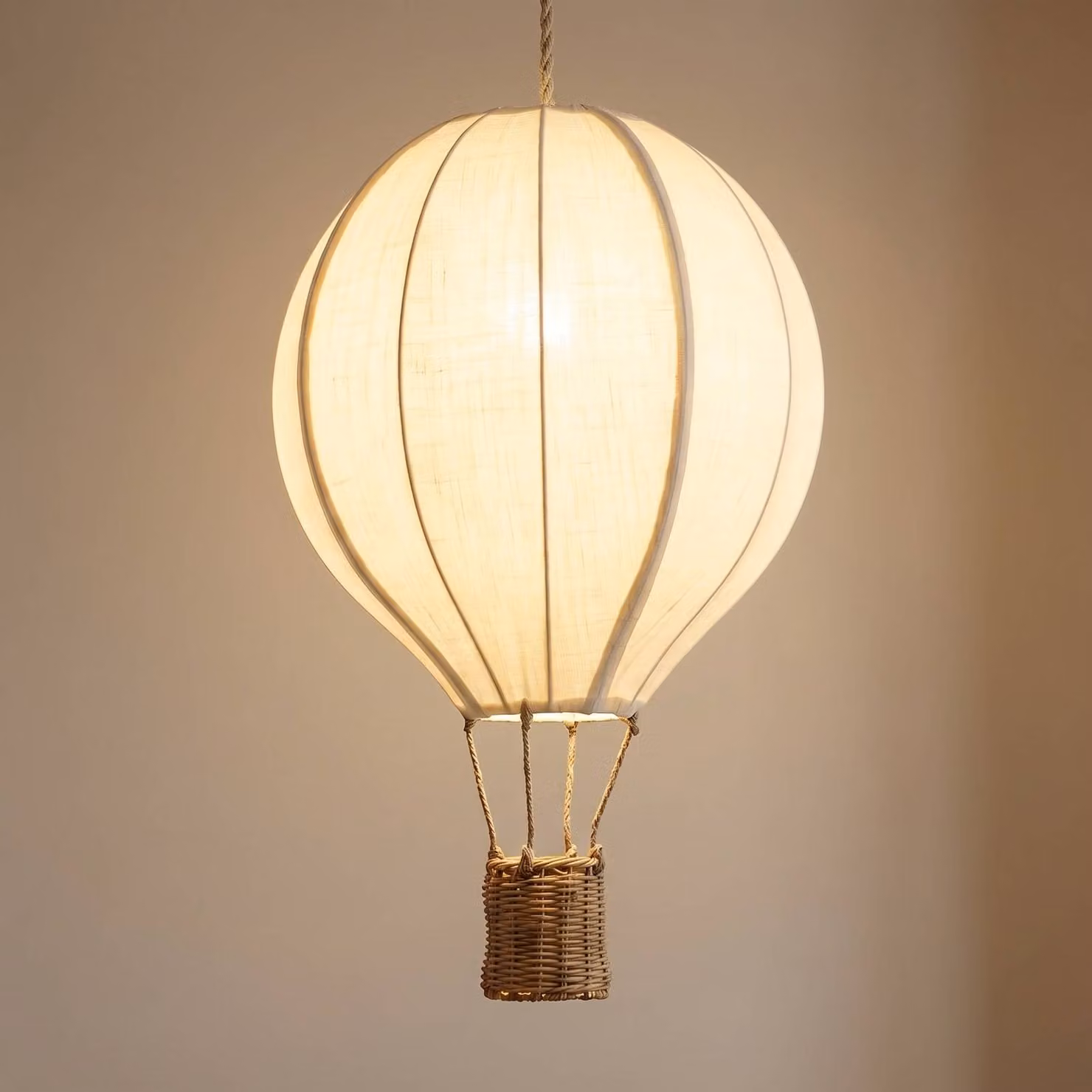 Lampada a sospensione Aeris Lindby, dimmerabile, Crema / Ambra, Cameretta, Tessuto / Stoffa / Seta, Lampada a sospensione