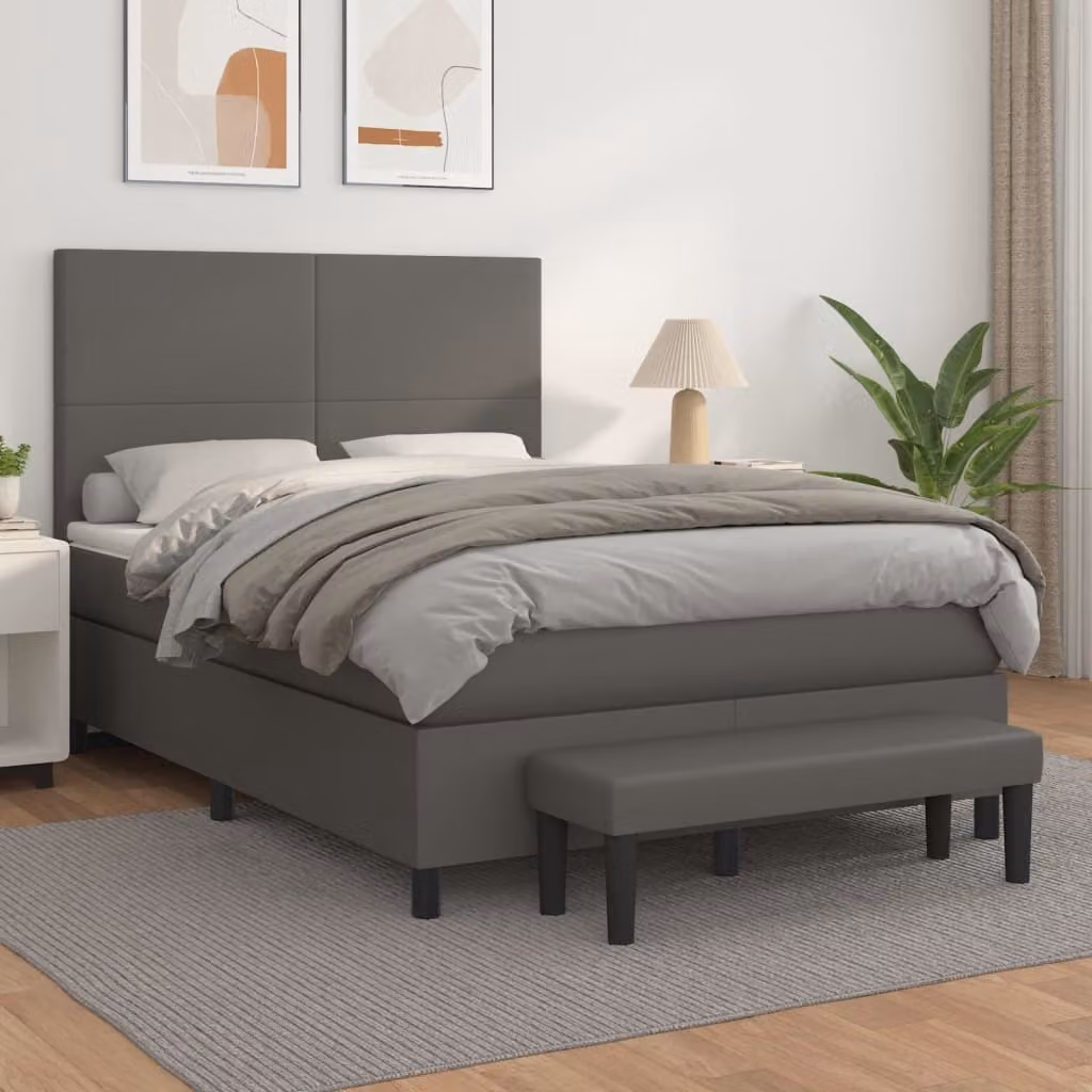 Maison Exclusive - Letto boxspring con materasso grigio 140x190 cm in ecopelle