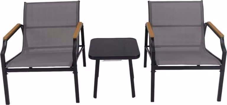 Set da giardino 3 pezzi con sedie e tavolo - Struttura in metallo
