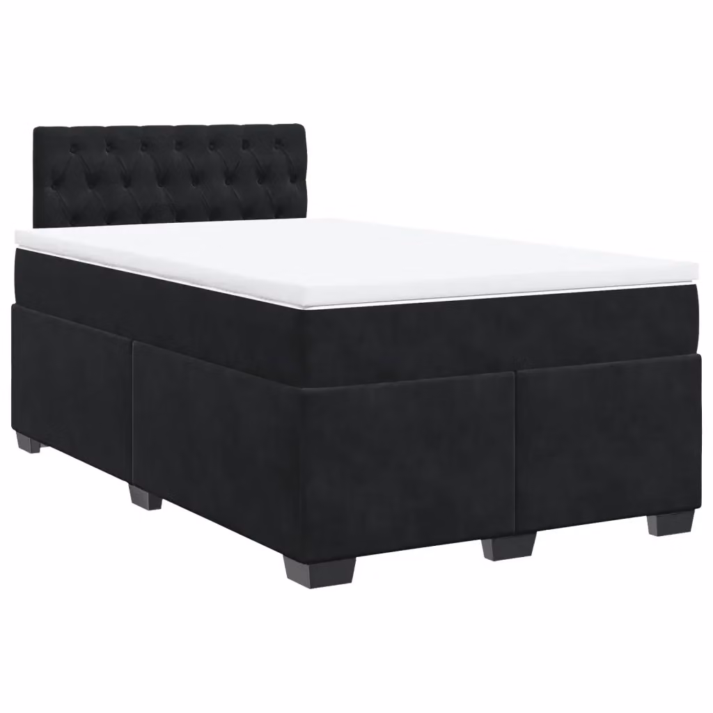 Letto con Giroletto a Molle e Materasso Ibrido vidaXL in Velluto Nero e Bianco L/P/H: 120 x 200 cm – 2