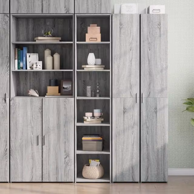 Credenza moderna vidaXL in legno multistrato grigio da appendere alla parete L: 40 cm, P: 40 cm, H: 185 cm