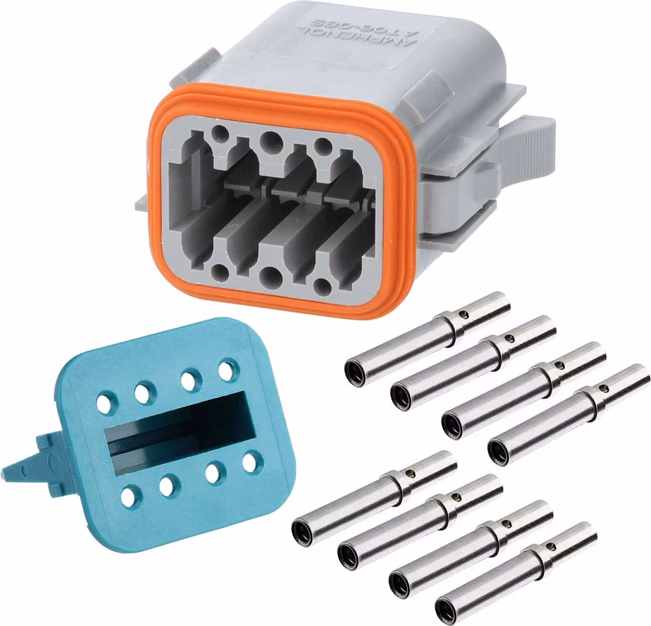 Amphenol AS-8SF 101 SET Presa AT serie AT, codifica A, 8 poli, connessione a crimpare, diametro isolamento 2,24 mm -