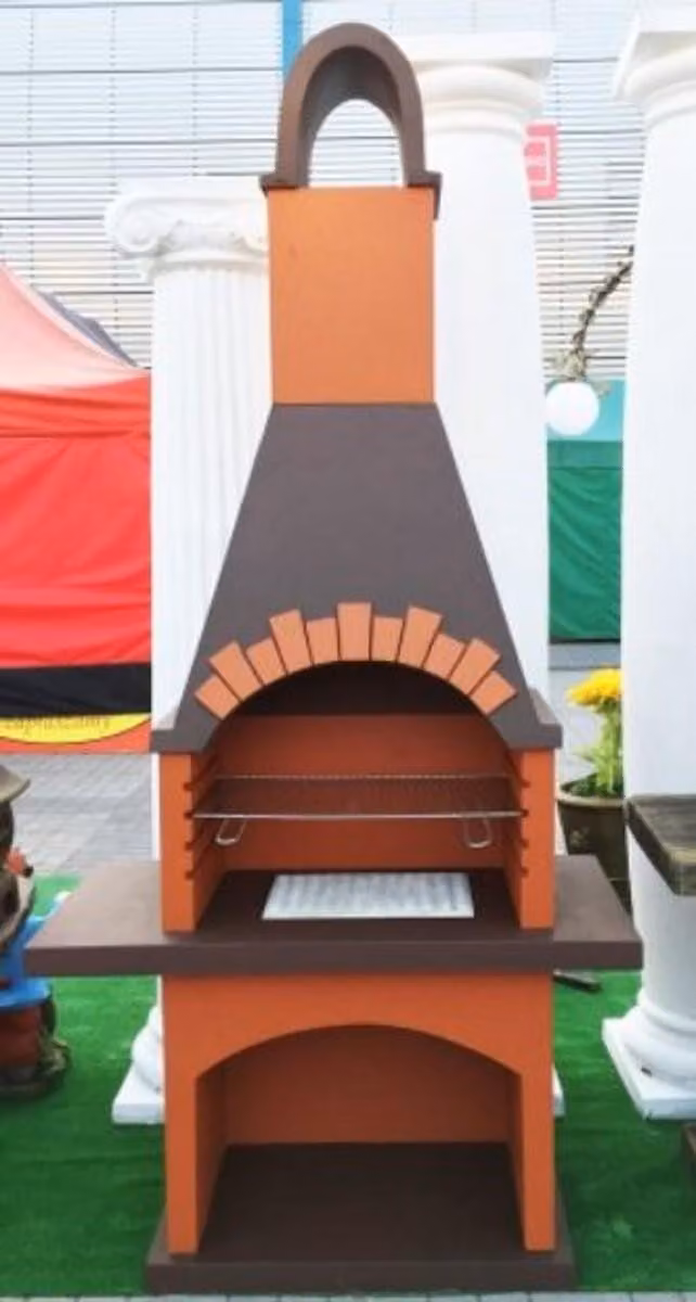 Casa Padrino Luxury Concrete Garden Grill Arancione / Marrone 120 x 60 x H. 242 cm