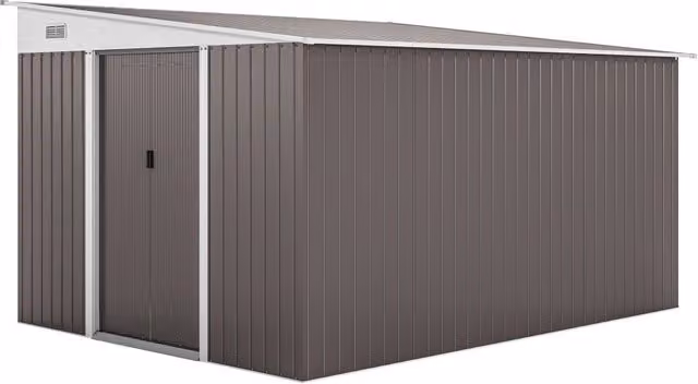 Casetta da Giardino con Porta Scorrevole ¨C Xylo ¨C Acciaio Grigio 345x280x169cm