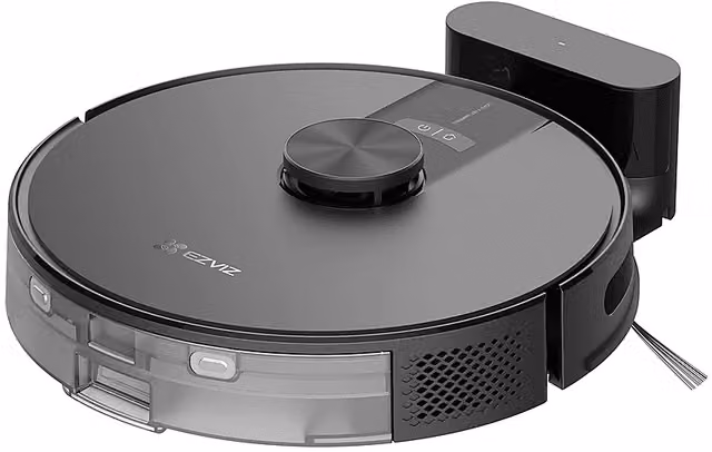 Robot aspirapolvere e lavapavimenti Ezviz RE4 Black con navigazione laser, controllo tramite app e base di ricarica, 45 W